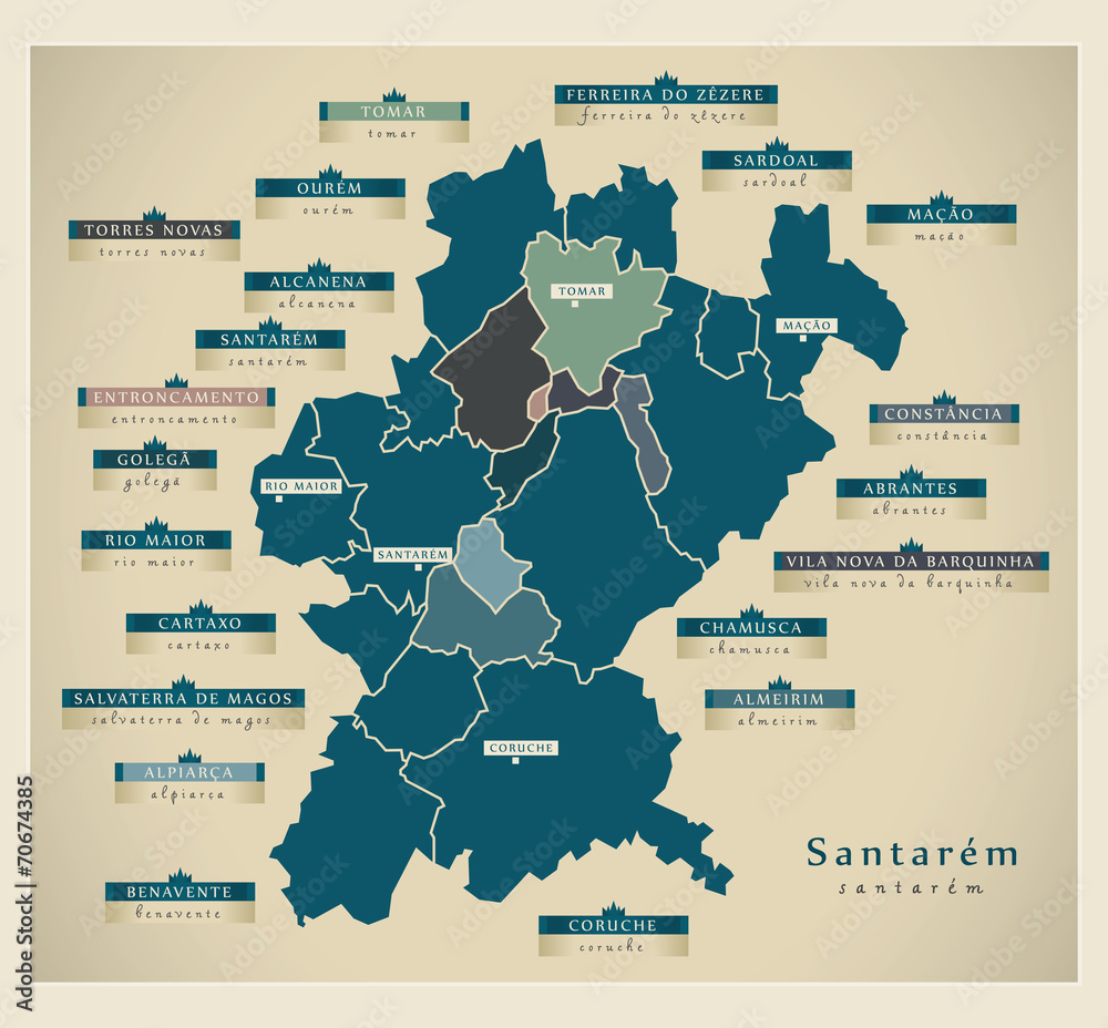 Obraz premium Modern Map - Santarém PT
