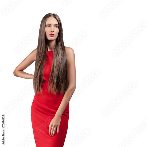 beautiful model in red dress © Terentev