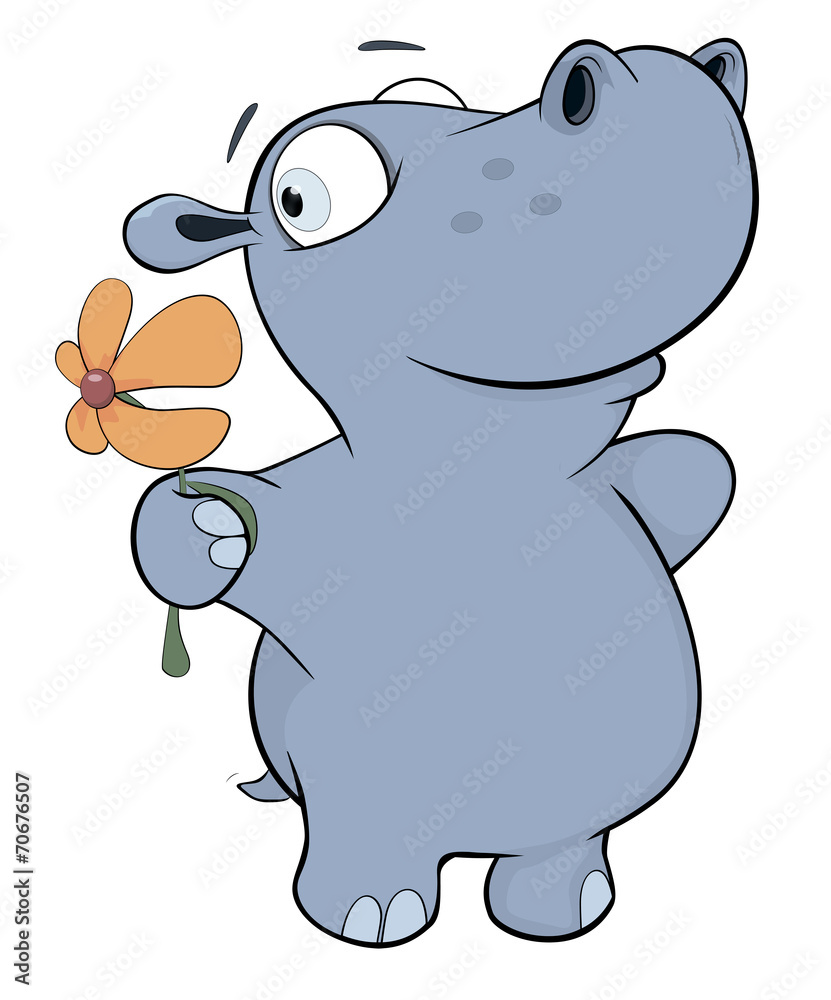 Fototapeta premium Little hippopotamus. Cartoon