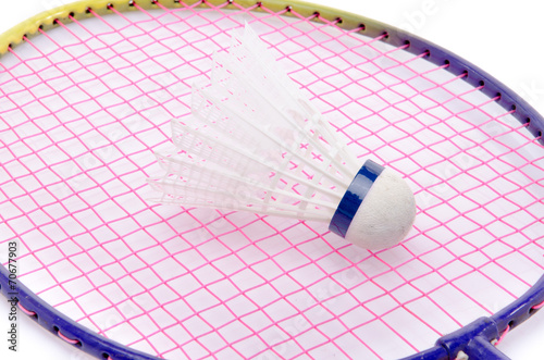 Badminton racket and shuttlecock closeup © thodonal