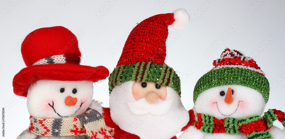 Christmas dolls,Santa Claus and two snowmen