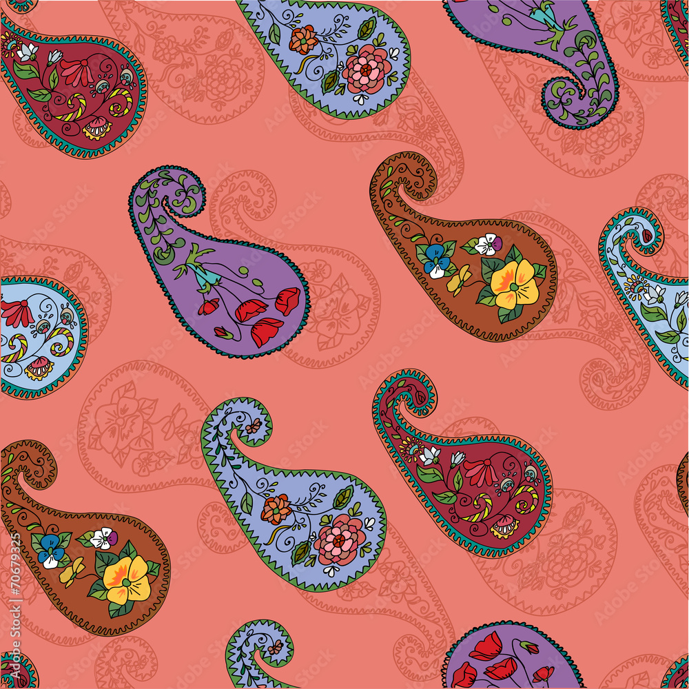Seamless pattern with ornamental paisleys Seamless pattern with ornamental paisleys