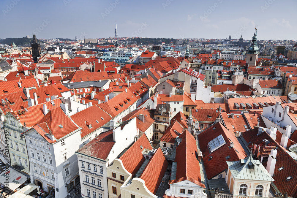 Prague roofs. Top view
