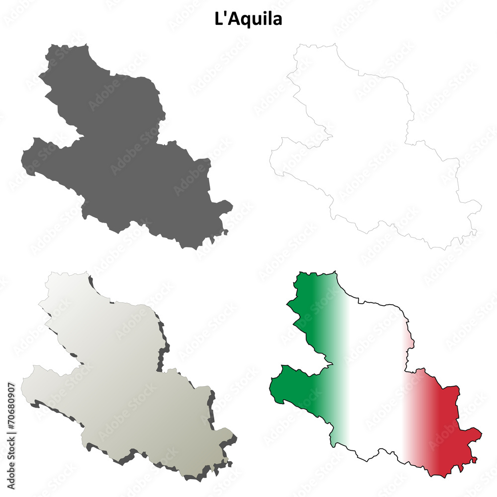 L'Aquila blank detailed outline map set