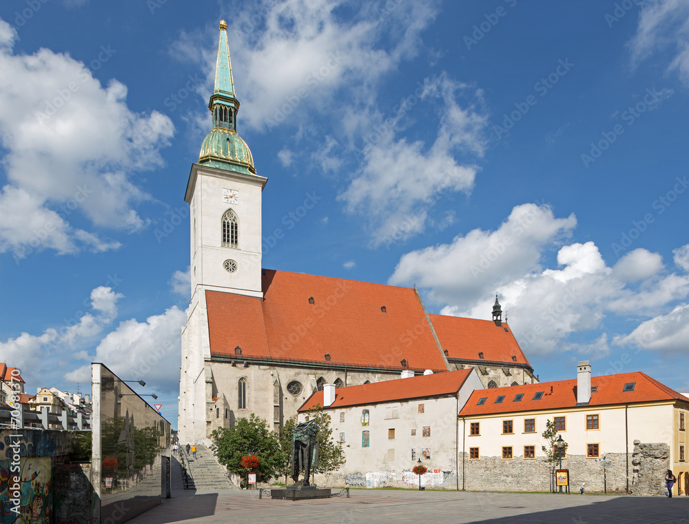 Bratislava -  St. Martins cathedral and memorial of holocaust.