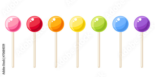 Canvas Print Set of colorful lollipops. Vector illustration.