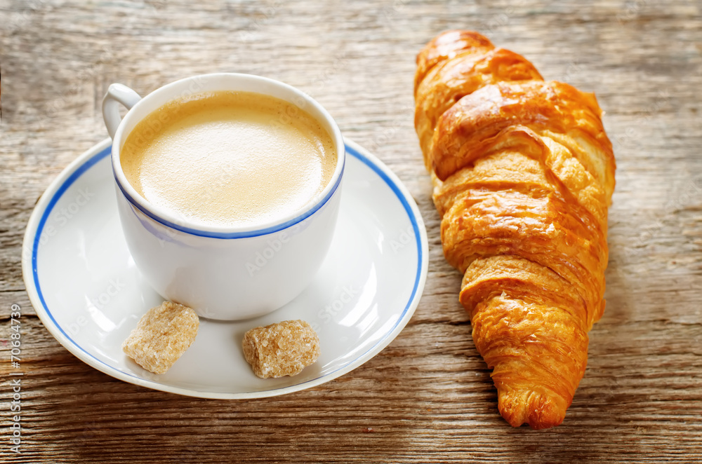 fresh Breakfast with croissants and espresso fresh Breakfast with croissants and espresso
