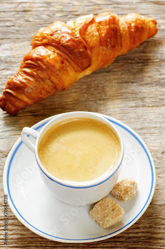 fresh Breakfast with croissants and espresso