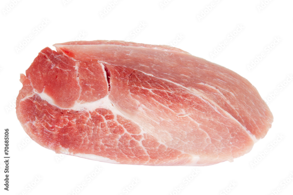 Fresh-frozen piece of meat isolated on white background