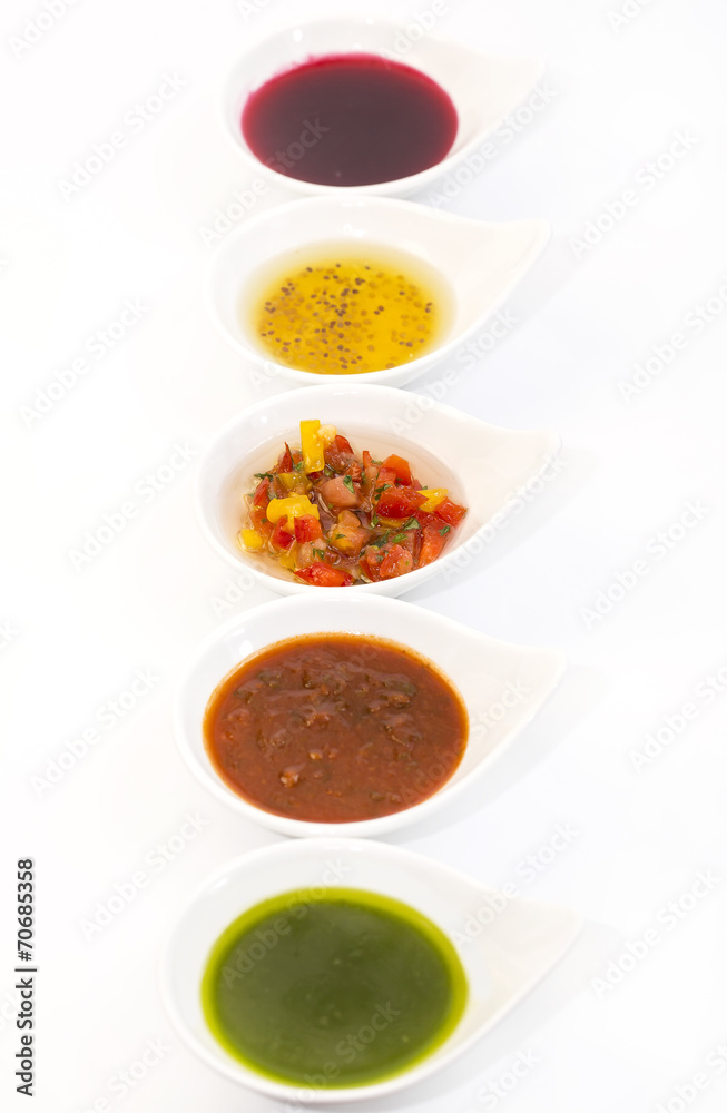 sauces on a white background in the restaurant sauces on a white background in the restaurant
