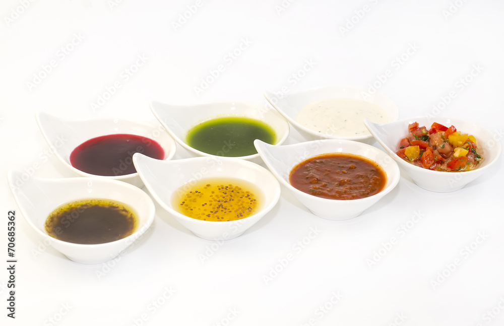sauces on a white background in the restaurant sauces on a white background in the restaurant