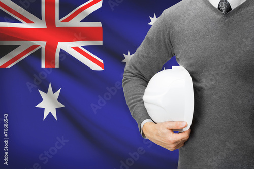 Architect with flag on background  - Australia photo
