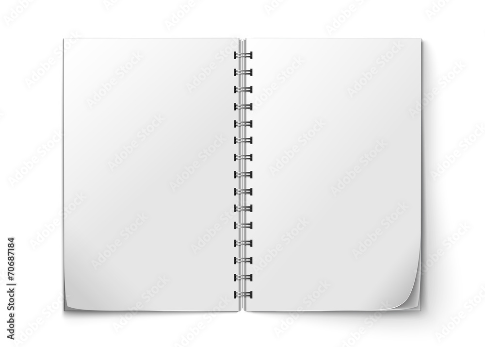 Realistic notepad open Realistic notepad open