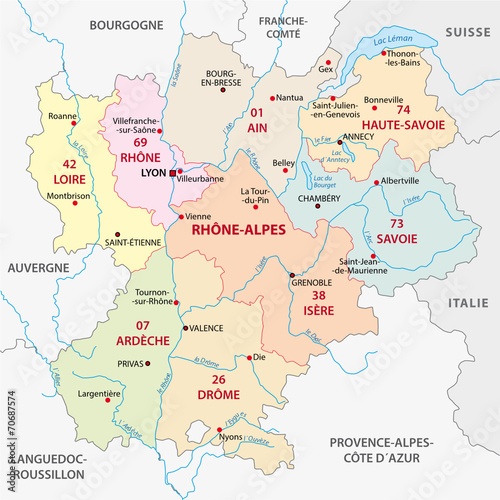 rhone-alpes administrative map