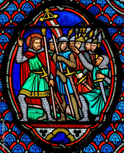 Crusaders - Stained Glass in Cathedral of Tours, France