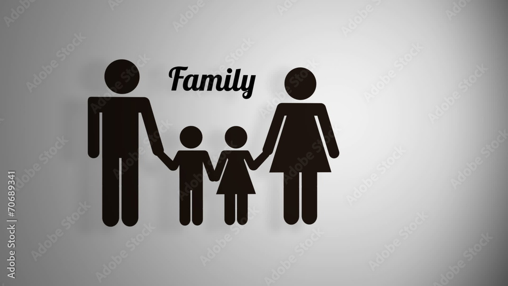 Family icon on white background animation