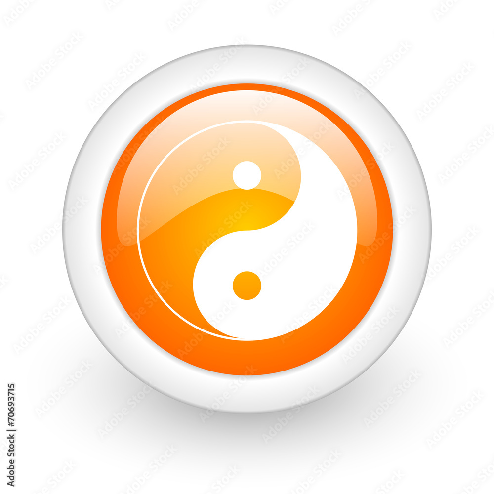 ying yang orange glossy web icon on white background.