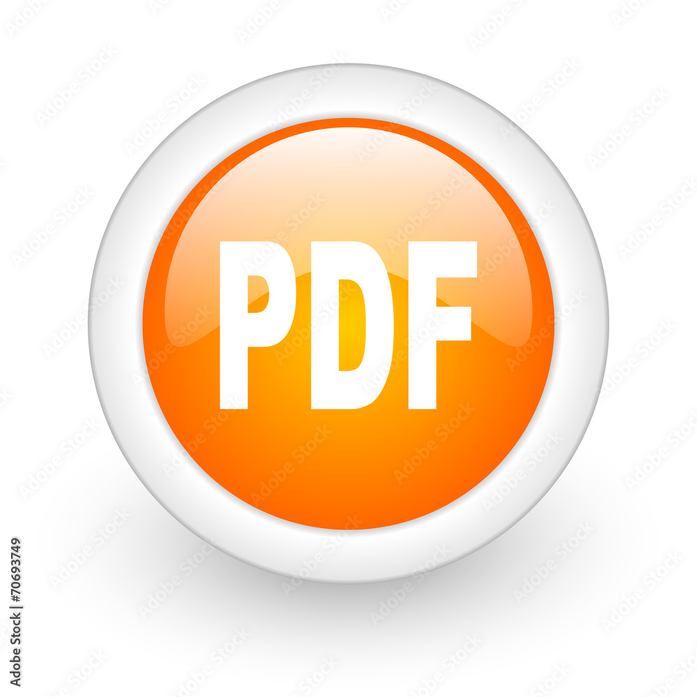 pdf orange glossy web icon on white background. pdf orange glossy web icon on white background.