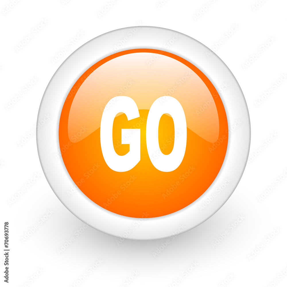 go orange glossy web icon on white background. go orange glossy web icon on white background.