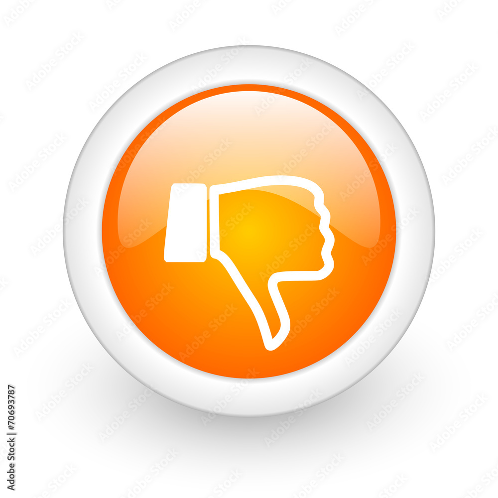 dislike orange glossy web icon on white background. dislike orange glossy web icon on white background.