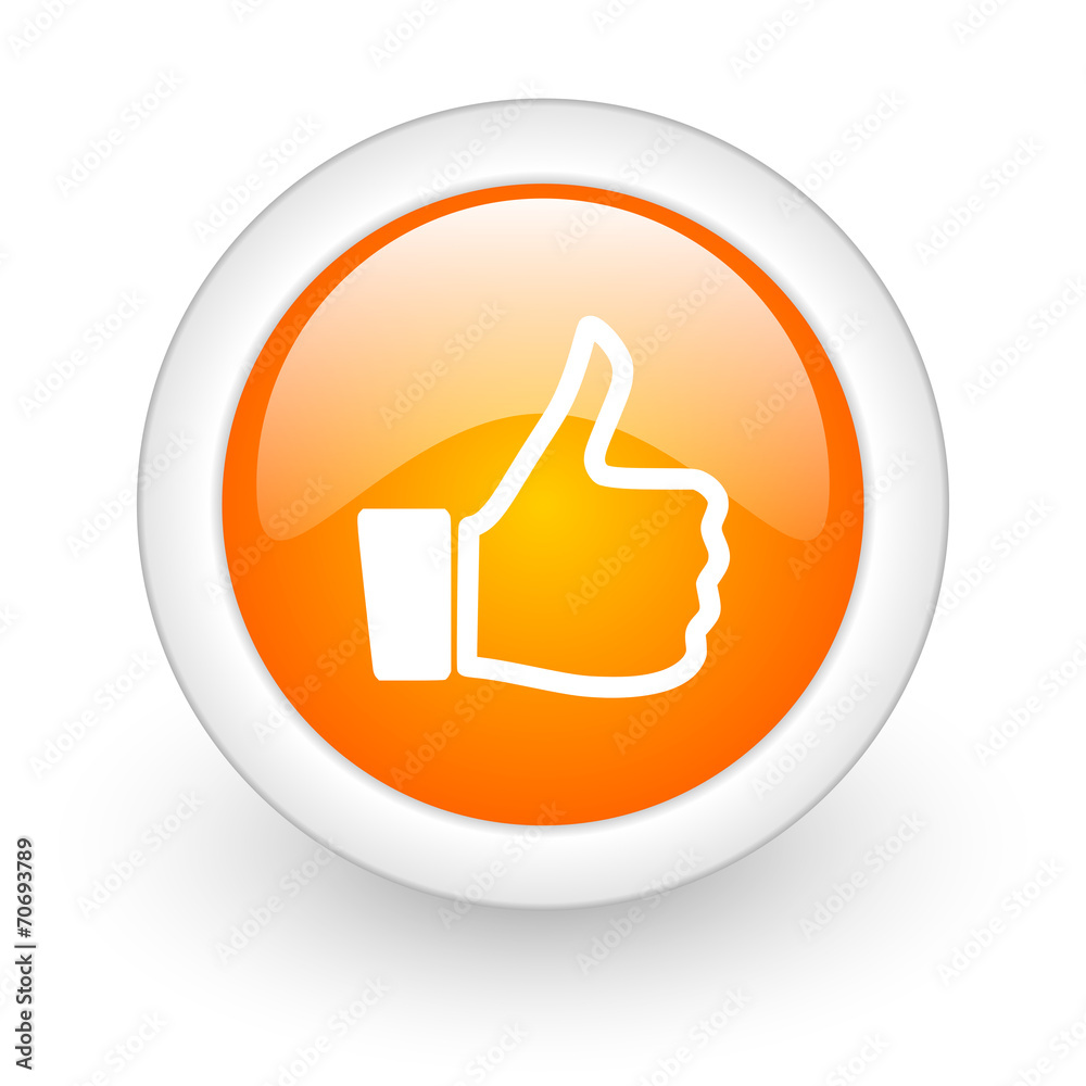 like orange glossy web icon on white background. like orange glossy web icon on white background.