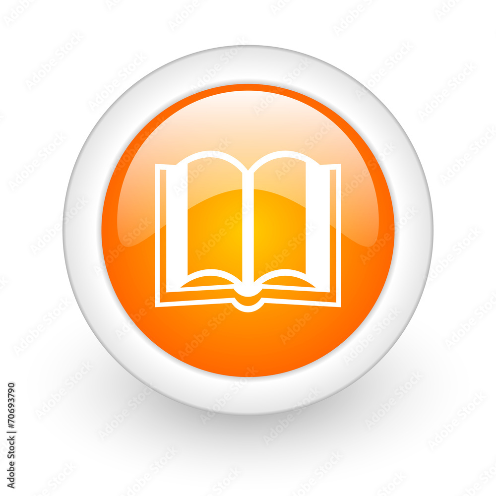 book orange glossy web icon on white background. book orange glossy web icon on white background.