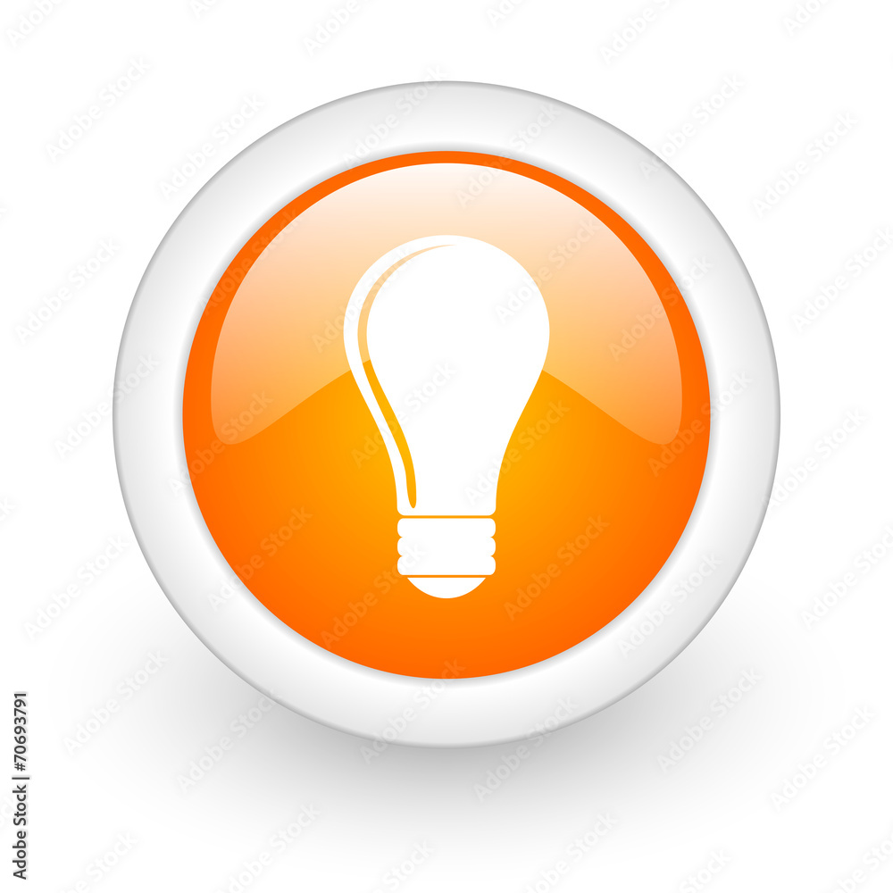 bulb orange glossy web icon on white background. bulb orange glossy web icon on white background.