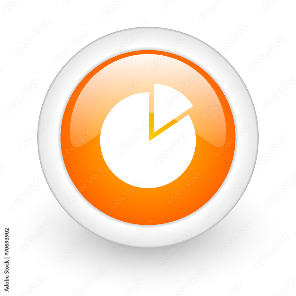 chart orange glossy web icon on white background. chart orange glossy web icon on white background.