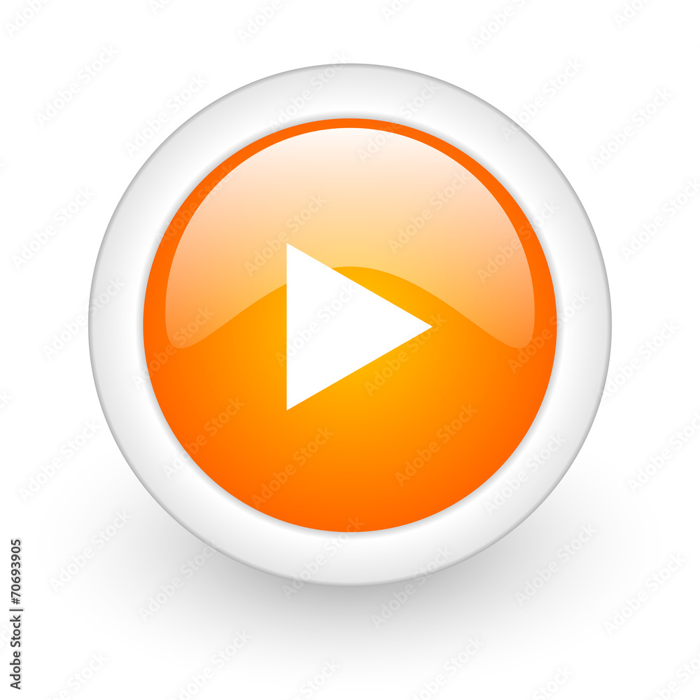 play orange glossy web icon on white background. play orange glossy web icon on white background.