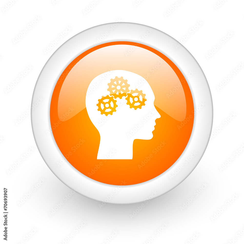 head orange glossy web icon on white background. head orange glossy web icon on white background.
