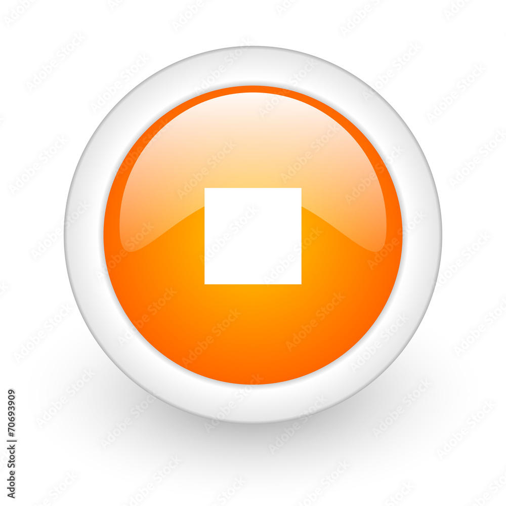 stop orange glossy web icon on white background. stop orange glossy web icon on white background.
