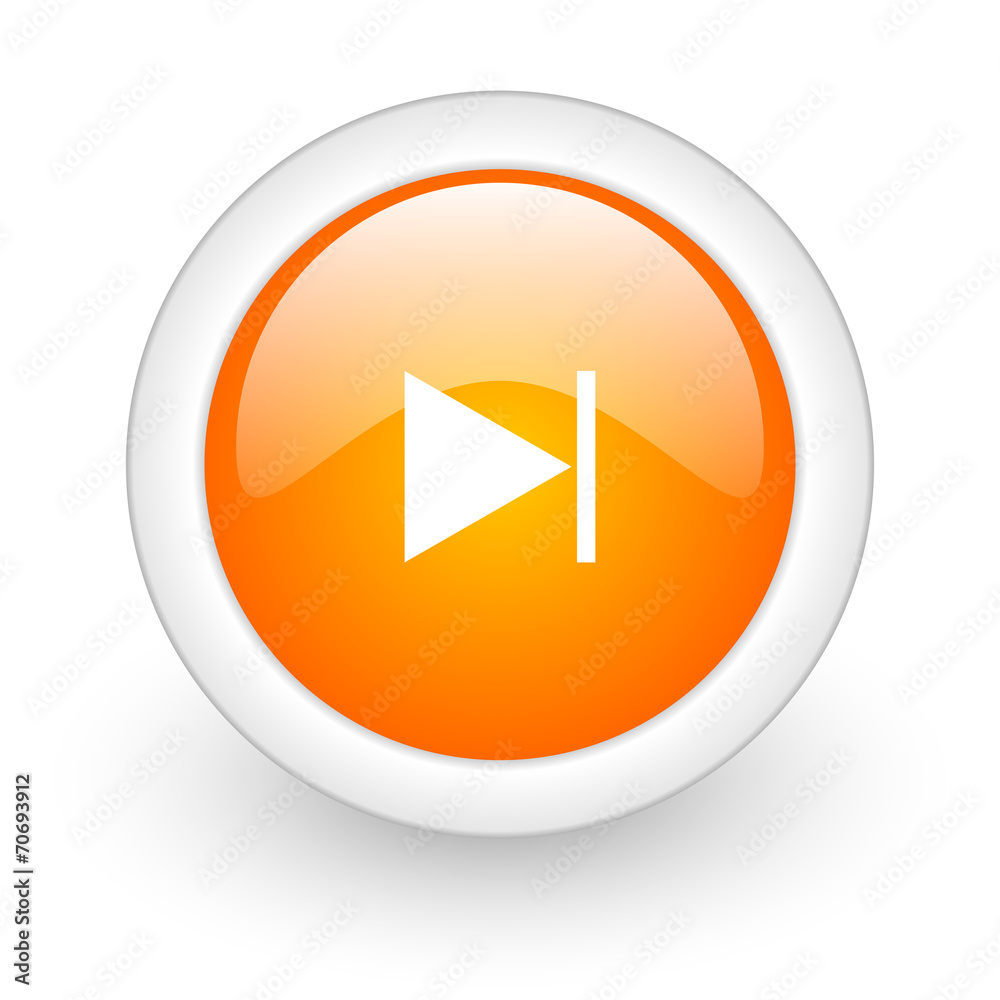 next orange glossy web icon on white background. next orange glossy web icon on white background.