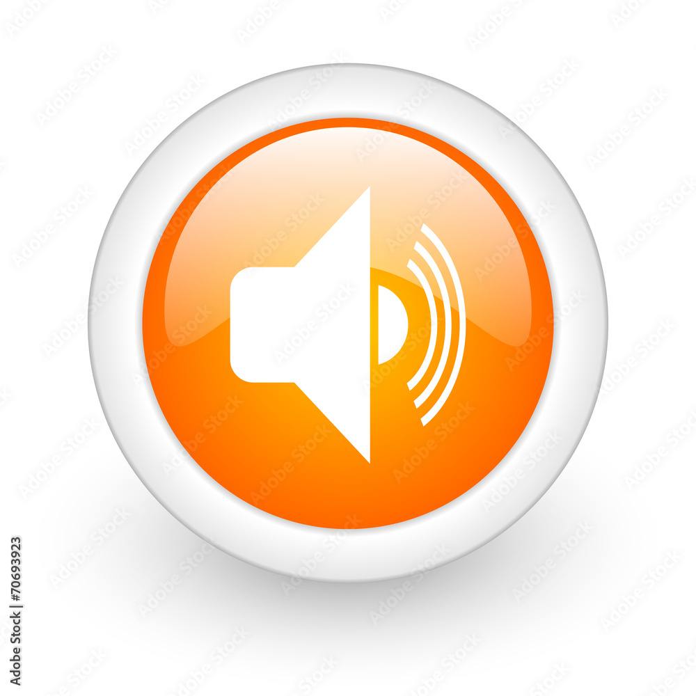 volume orange glossy web icon on white background. volume orange glossy web icon on white background.