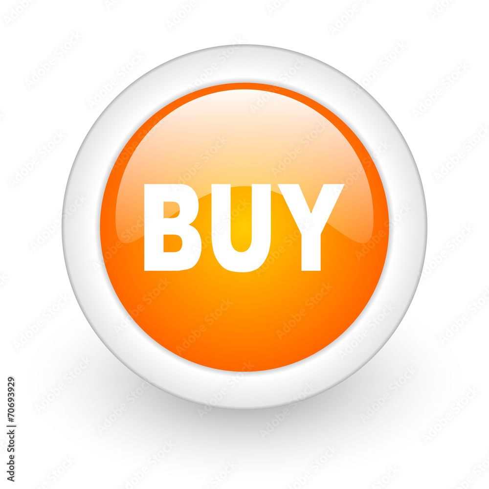 buy orange glossy web icon on white background. buy orange glossy web icon on white background.