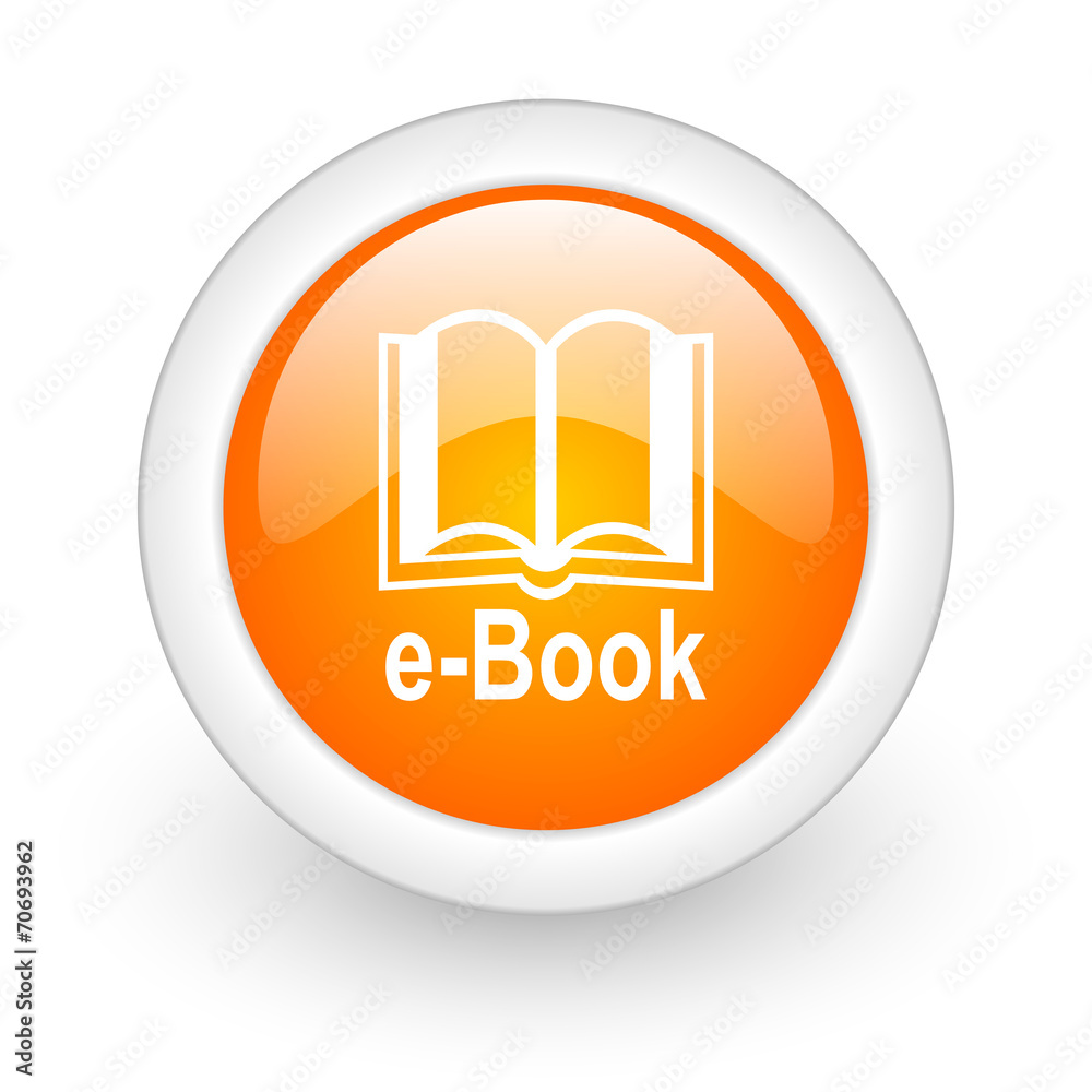 book orange glossy web icon on white background.