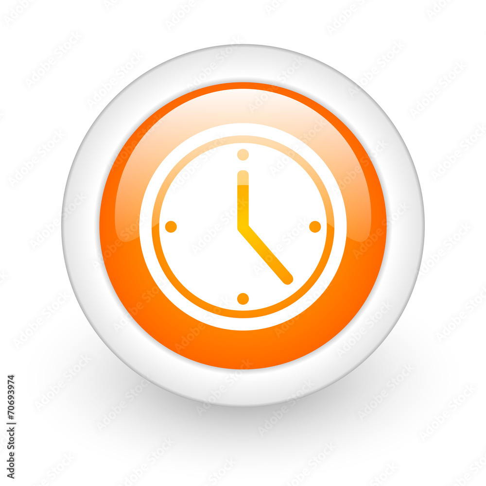 time orange glossy web icon on white background. time orange glossy web icon on white background.