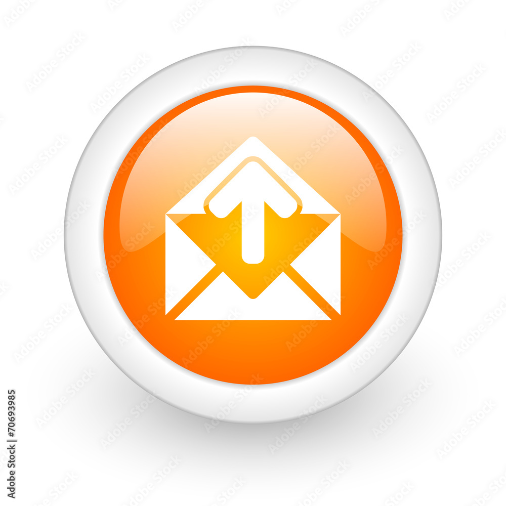 email orange glossy web icon on white background. email orange glossy web icon on white background.