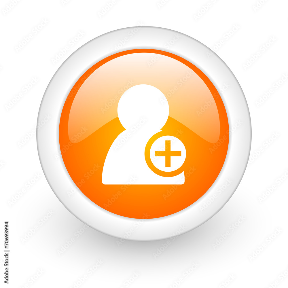 add contact orange glossy web icon on white background. add contact orange glossy web icon on white background.