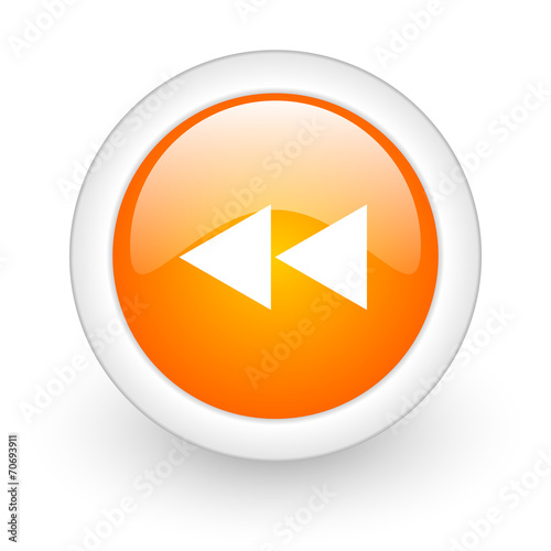 Free Download rewind orange glossy web icon on white background - GFXLoad