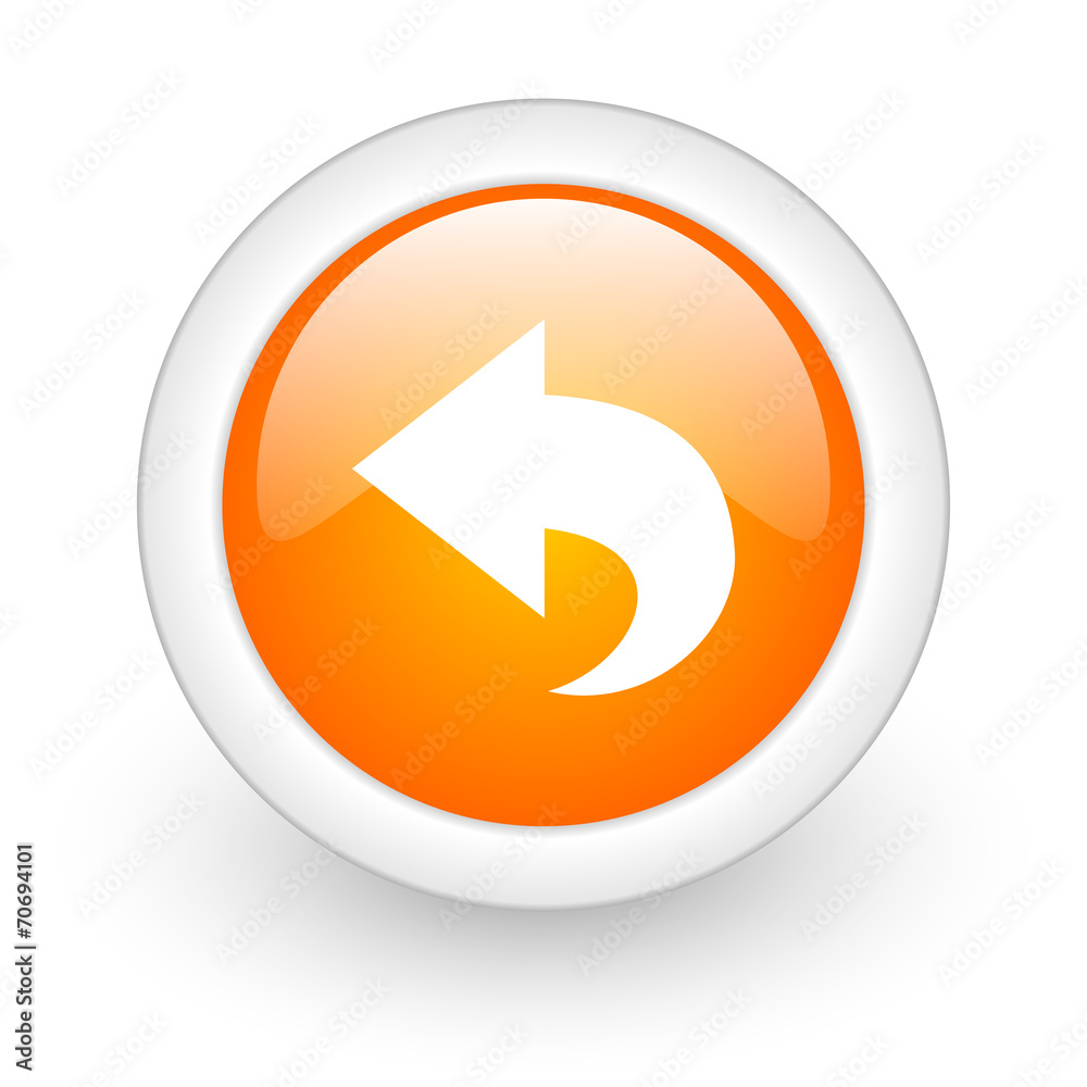 back orange glossy web icon on white background. back orange glossy web icon on white background.