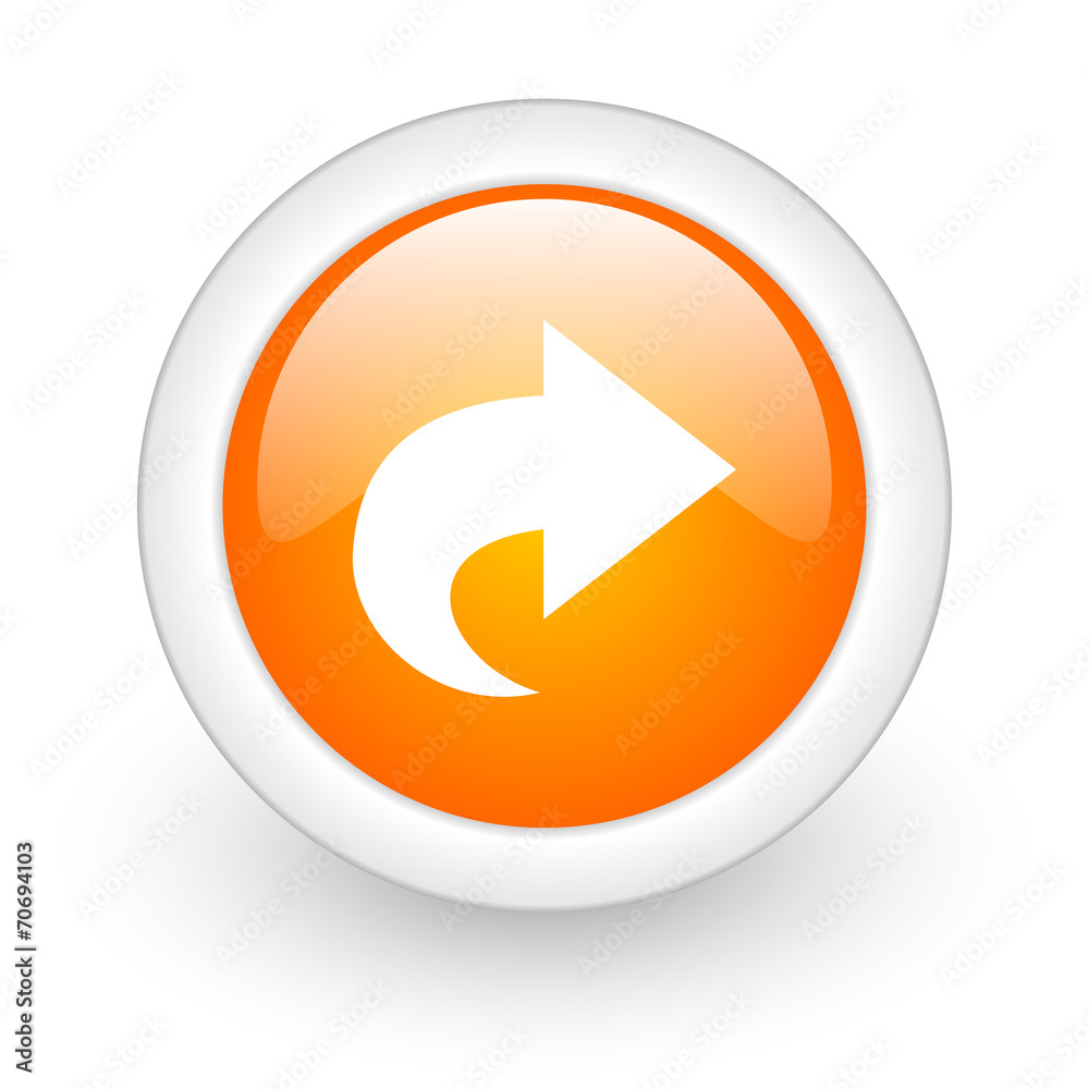 next orange glossy web icon on white background. next orange glossy web icon on white background.