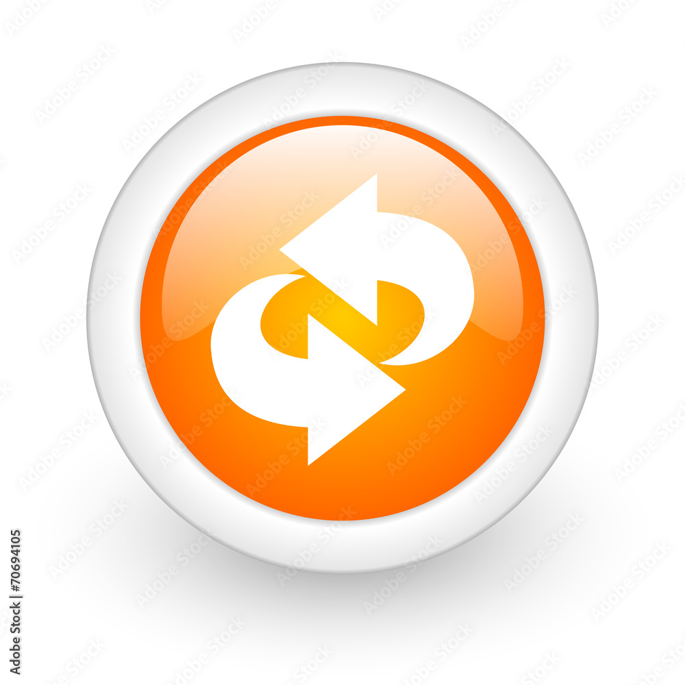 rotation orange glossy web icon on white background. rotation orange glossy web icon on white background.