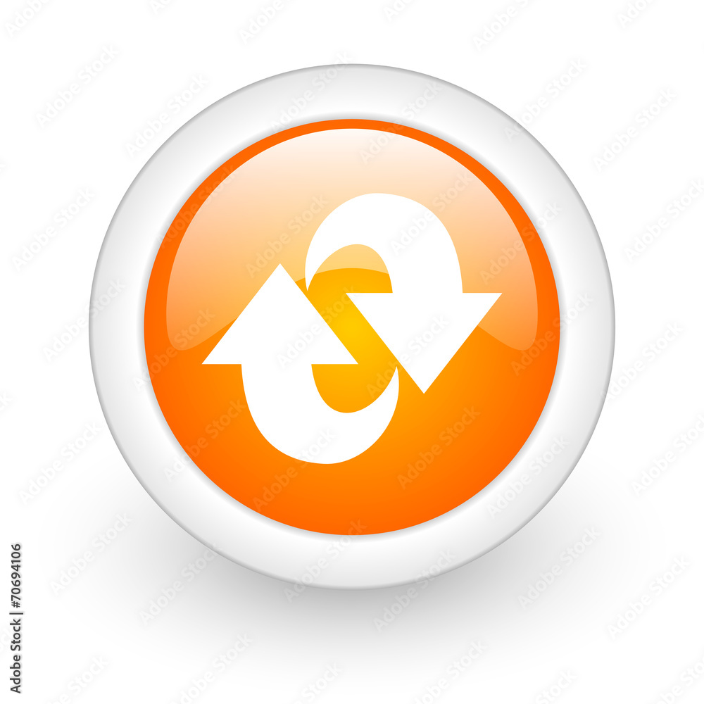 rotation orange glossy web icon on white background. rotation orange glossy web icon on white background.
