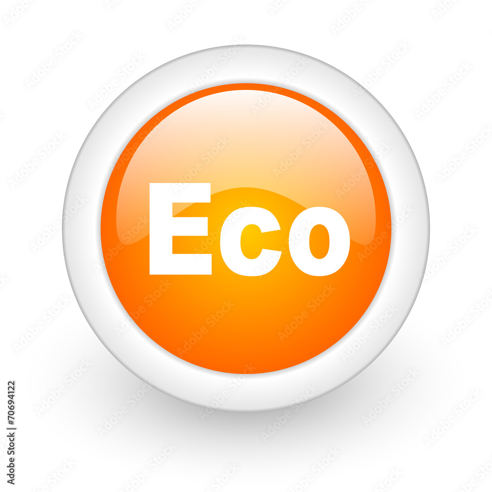 eco orange glossy web icon on white background. eco orange glossy web icon on white background.