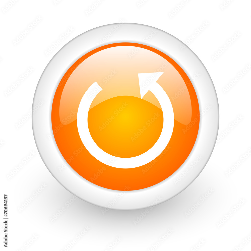 rotate orange glossy web icon on white background. rotate orange glossy web icon on white background.