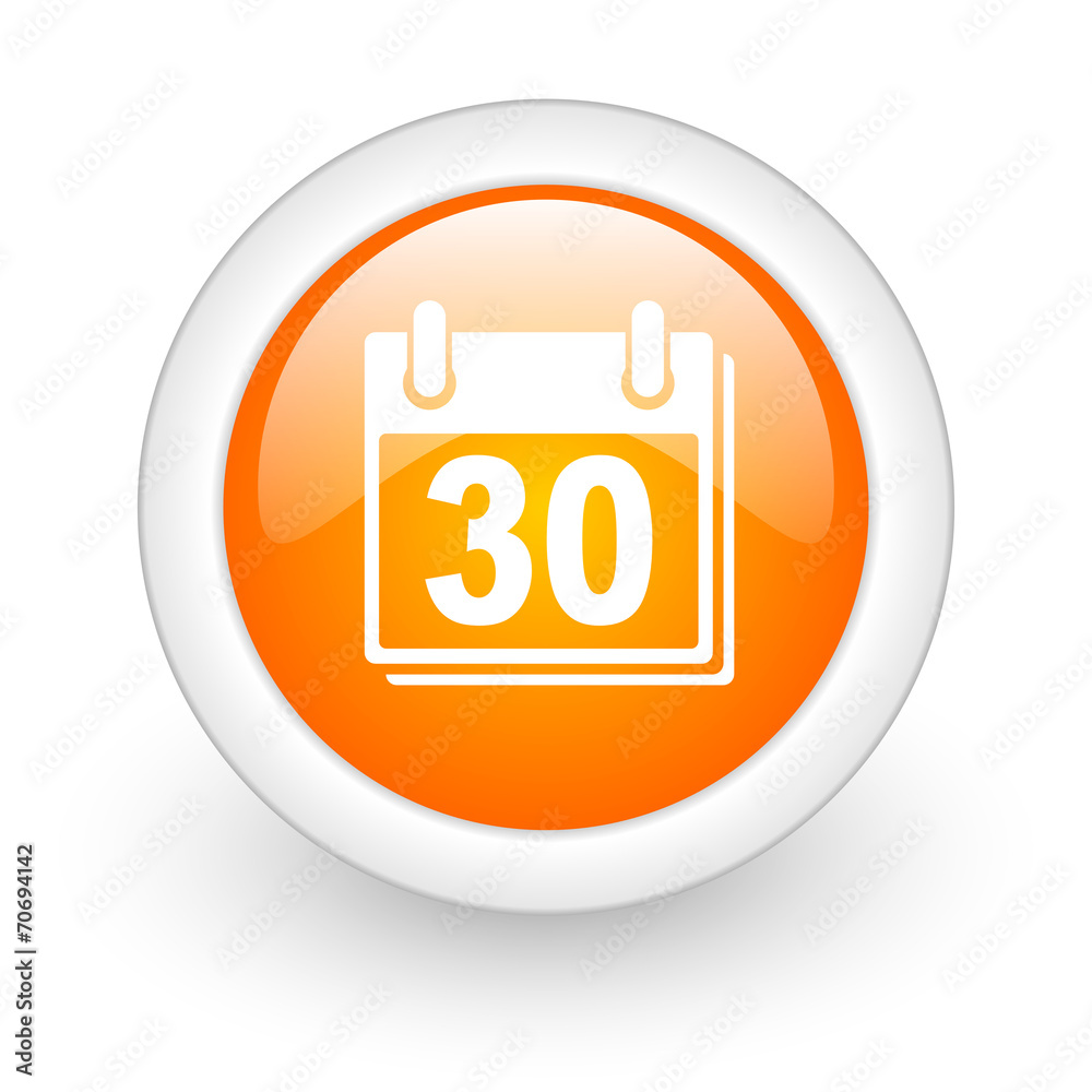calendar orange glossy web icon on white background. calendar orange glossy web icon on white background.