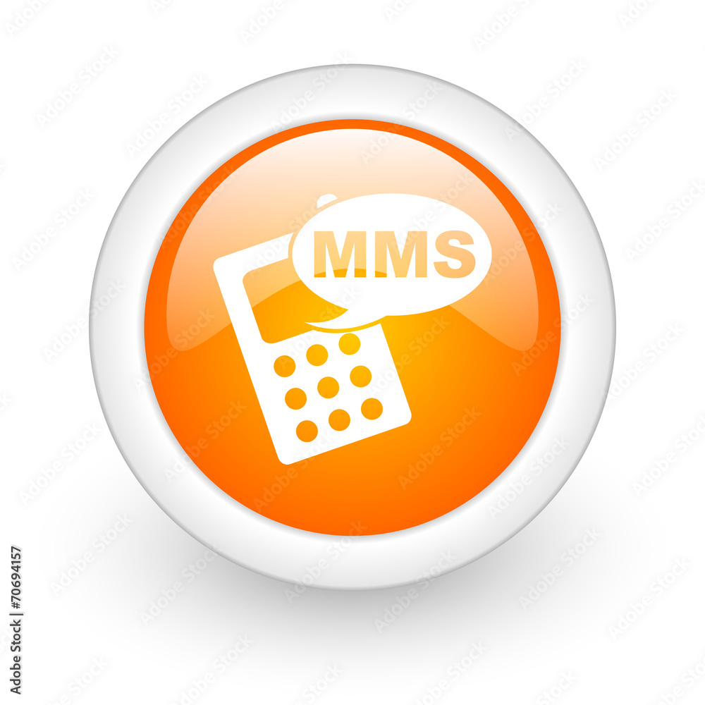 mms orange glossy web icon on white background. mms orange glossy web icon on white background.