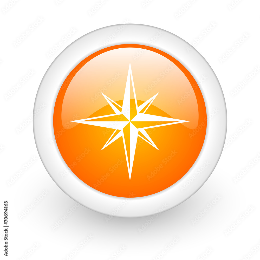 compass orange glossy web icon on white background. compass orange glossy web icon on white background.