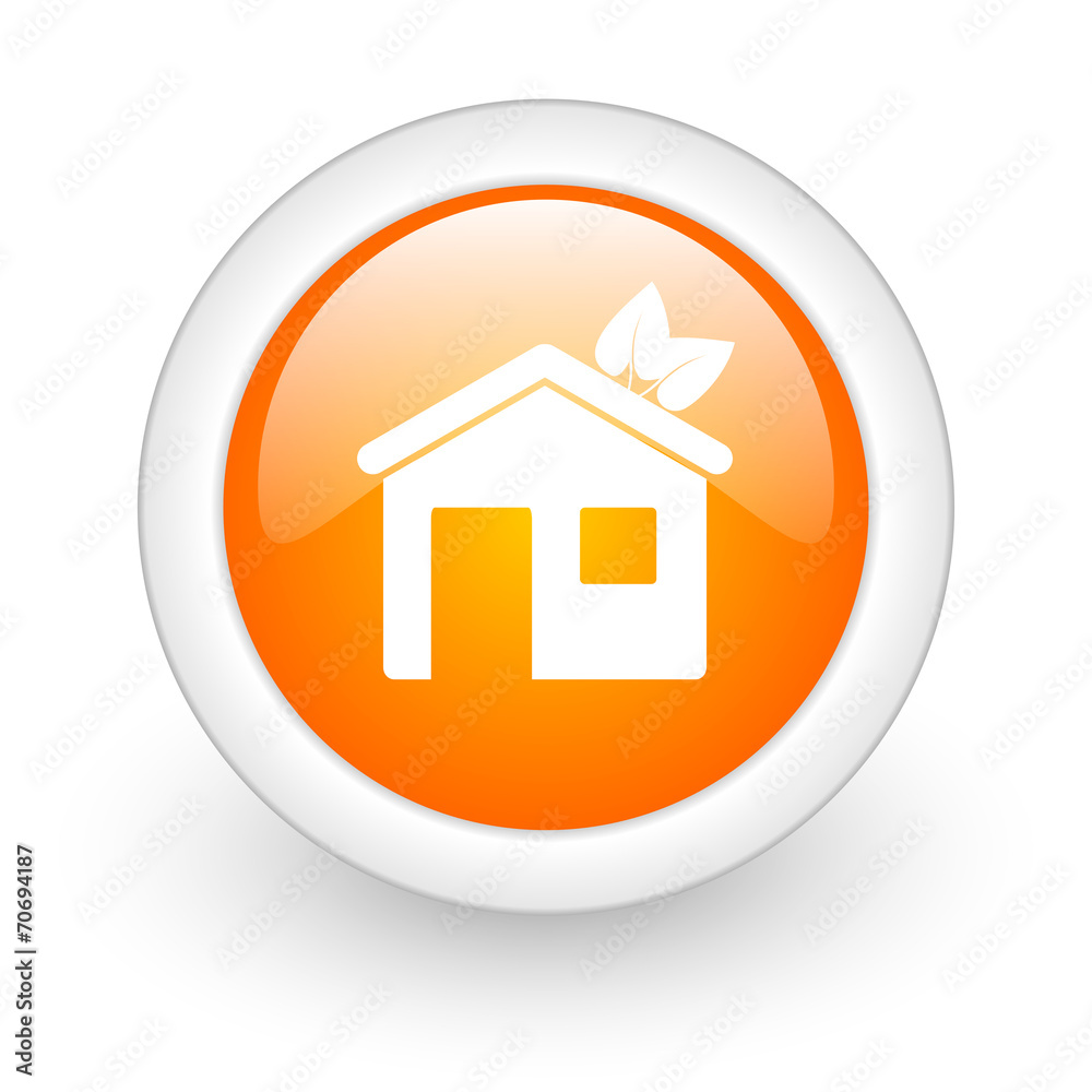 house orange glossy web icon on white background.
