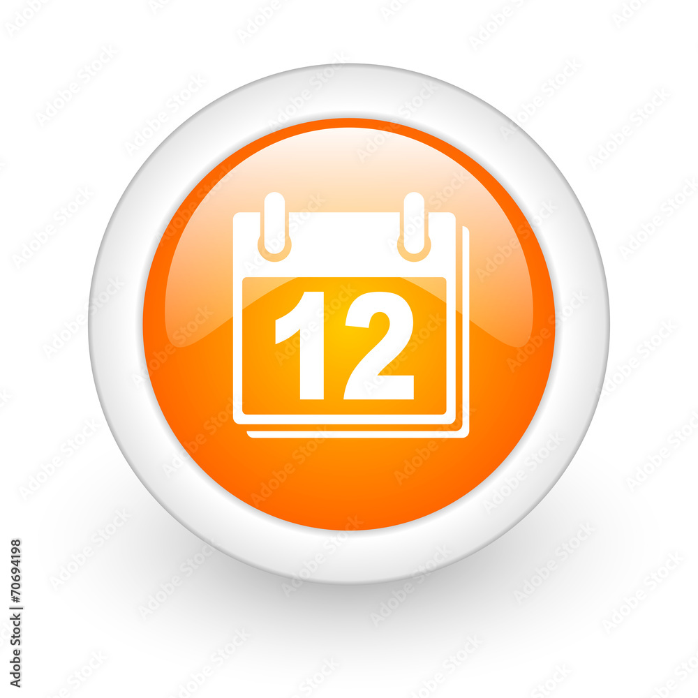 calendar orange glossy web icon on white background. calendar orange glossy web icon on white background.